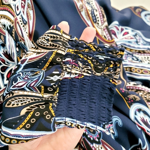 CHICO'S Paisley Smocked Mock-Neck Top Blouse Woman's Size XL (3) - Picture 12 of 12